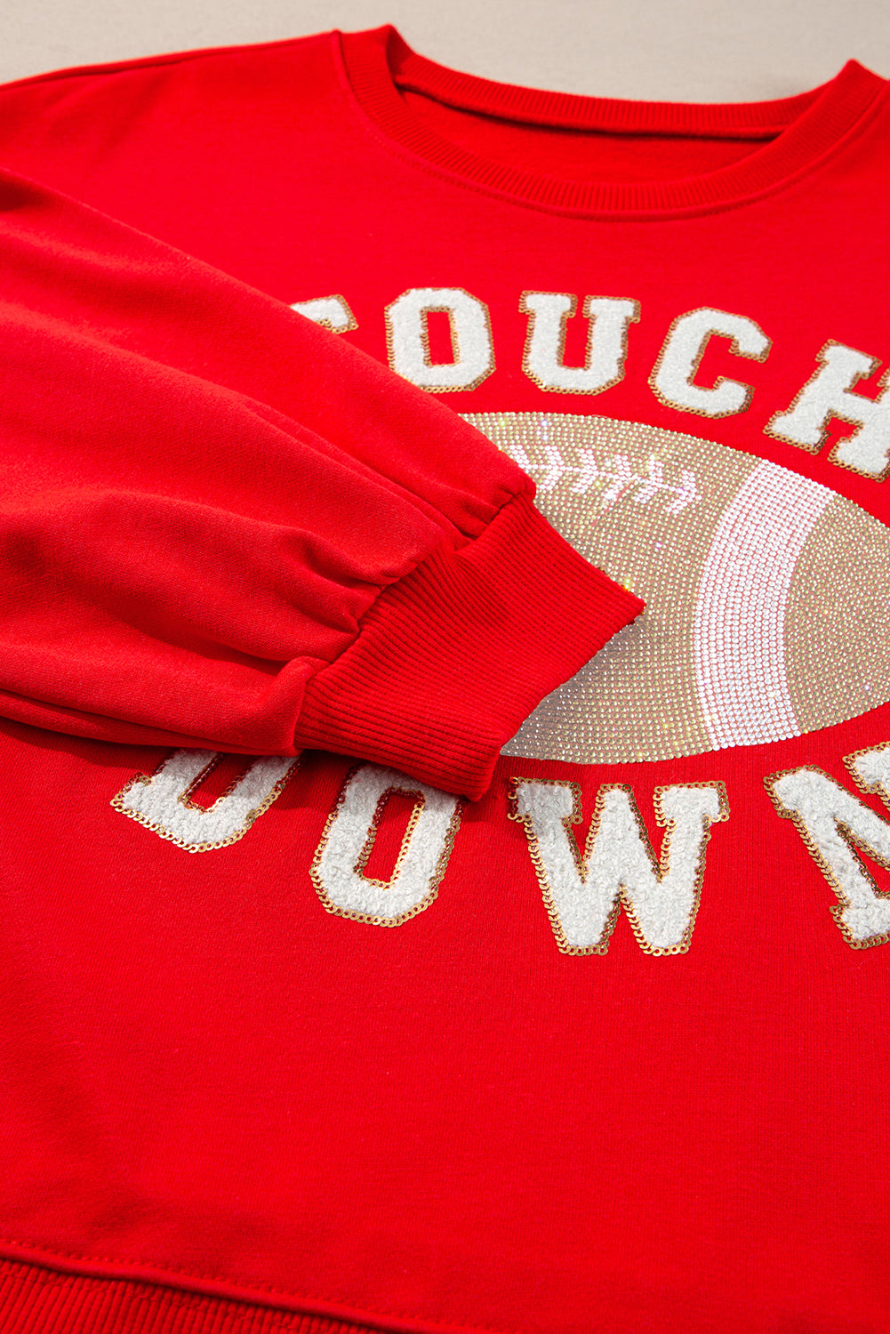 Touch Down Football Graphic Pullover Sweatshirt | Fiery Red