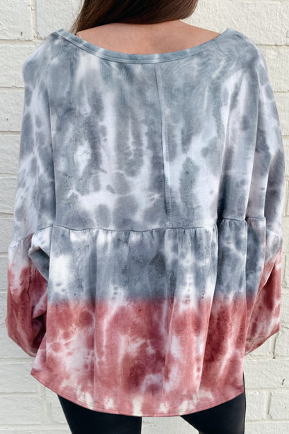 Tie Dye Bishop Sleeve Loose Sweatshirt | Multicolour