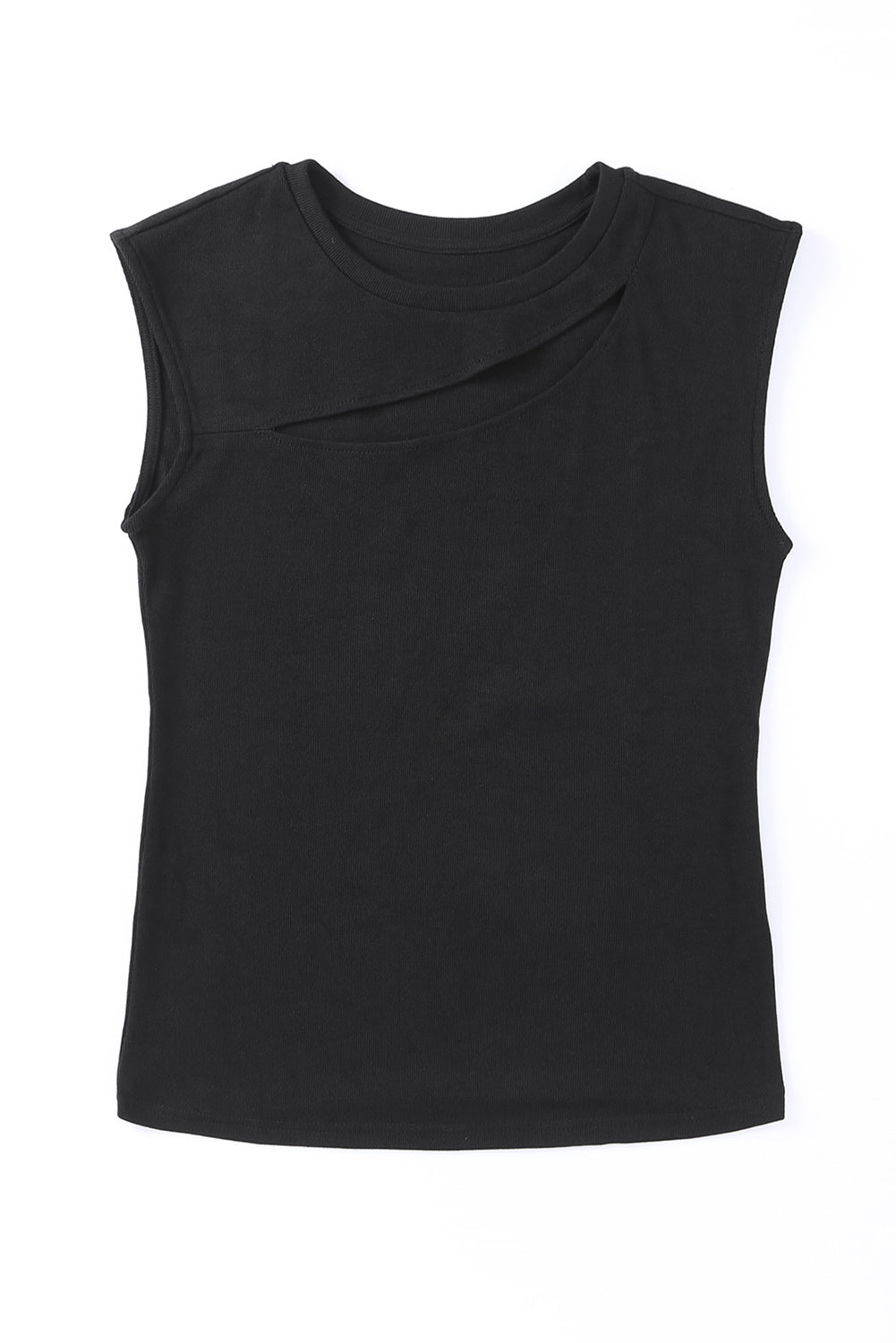 Slash Cutout Cap Sleeve T Shirt | Black