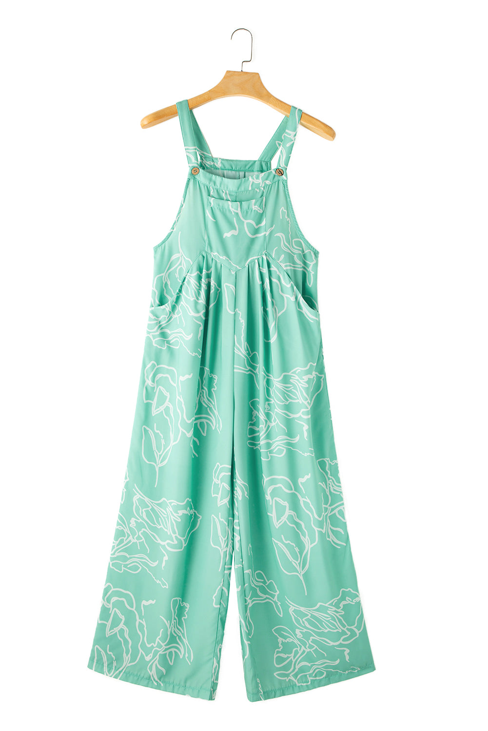 Printed Bib Wide Leg Overalls | Moonlight Jade