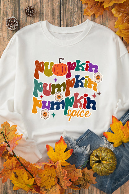 Cute Pumpkin Spice Graphic Thanksgiving Sweatshirt | Beige