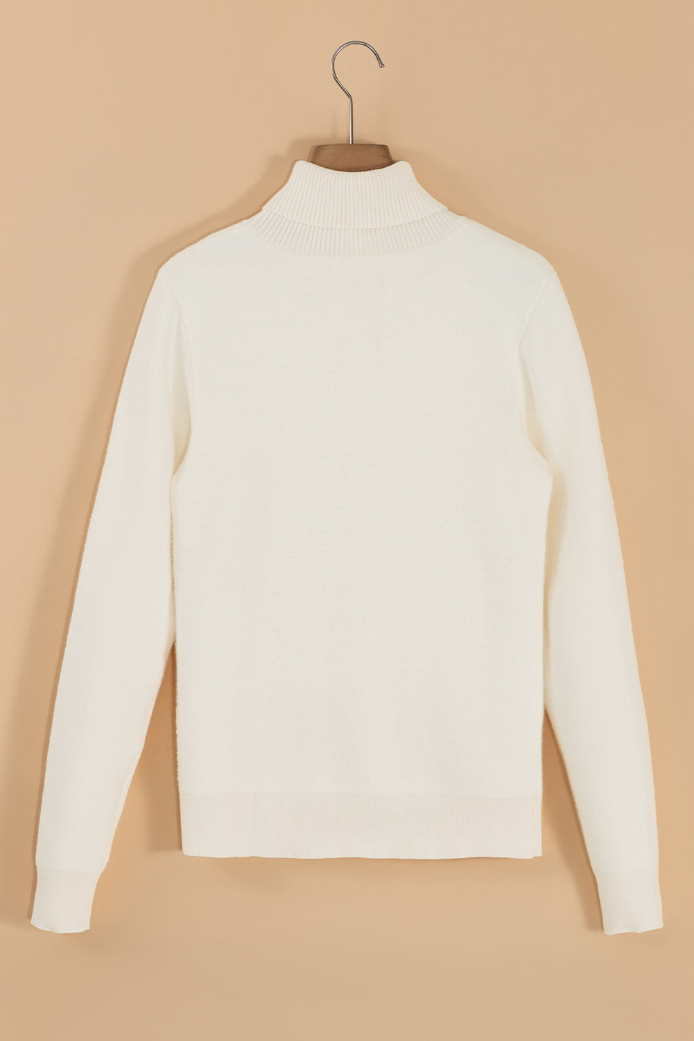 Turtleneck Fleece Lined Knit Sweater | Beige