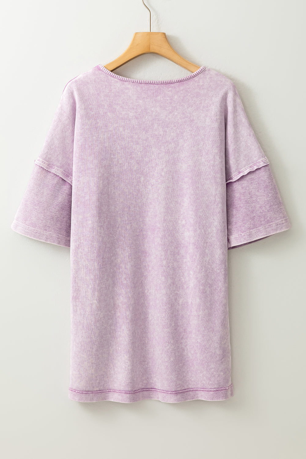 Mineral Wash Exposed Seam Drop Shoulder Oversized Tee | Orchid Petal