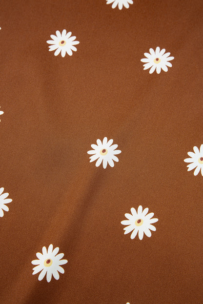 Daisy Print Short Sleeve Top | Chestnut