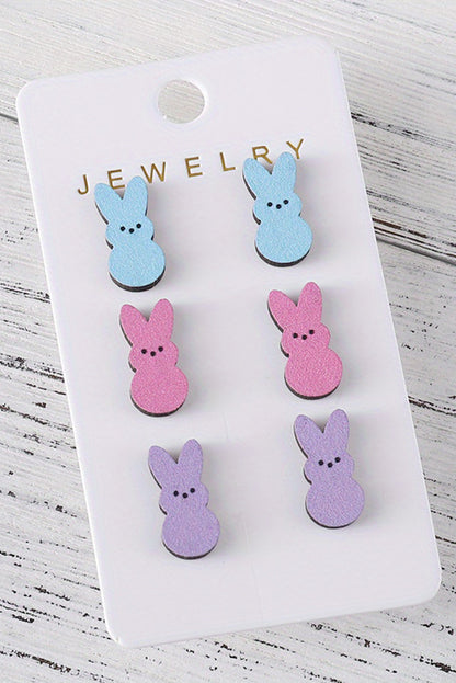 Easter Bunny Doll Wooden Earrings | White