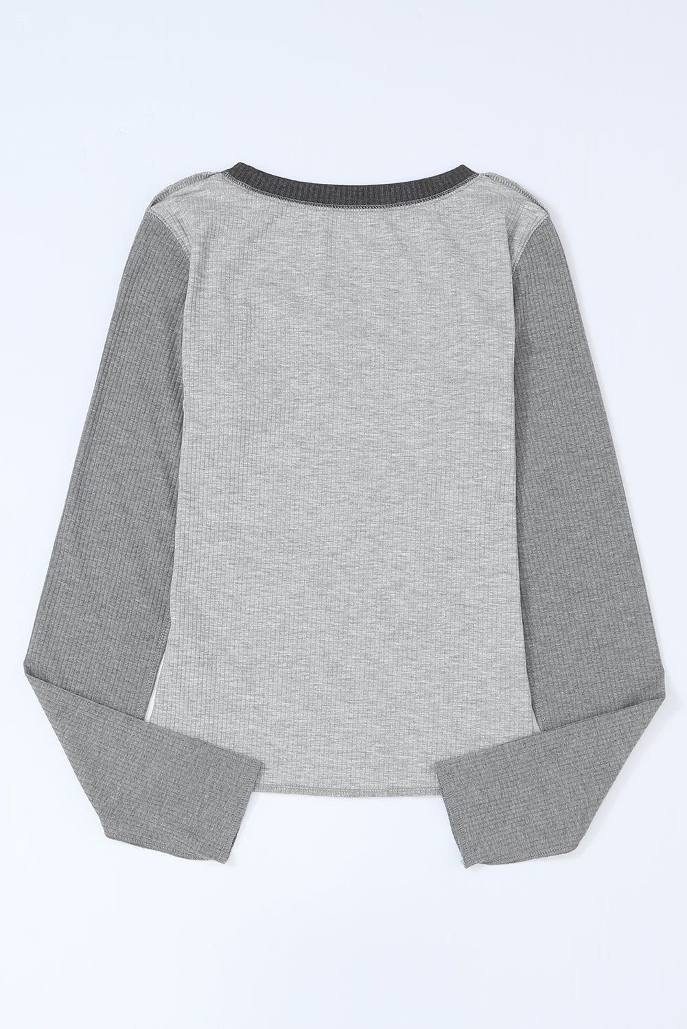 Expose Seam Colour Block Ribbed Knit Top | Gray