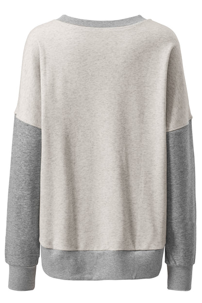 Colour Block Thumbhole Sleeve Drop Shoulder Sweatshirt | Light Grey