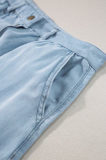 Fully Buttoned Long Denim Skirt | Mist Blue