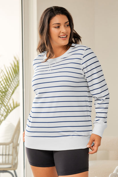 Printed Plus Size Long Sleeve Top | Stripe