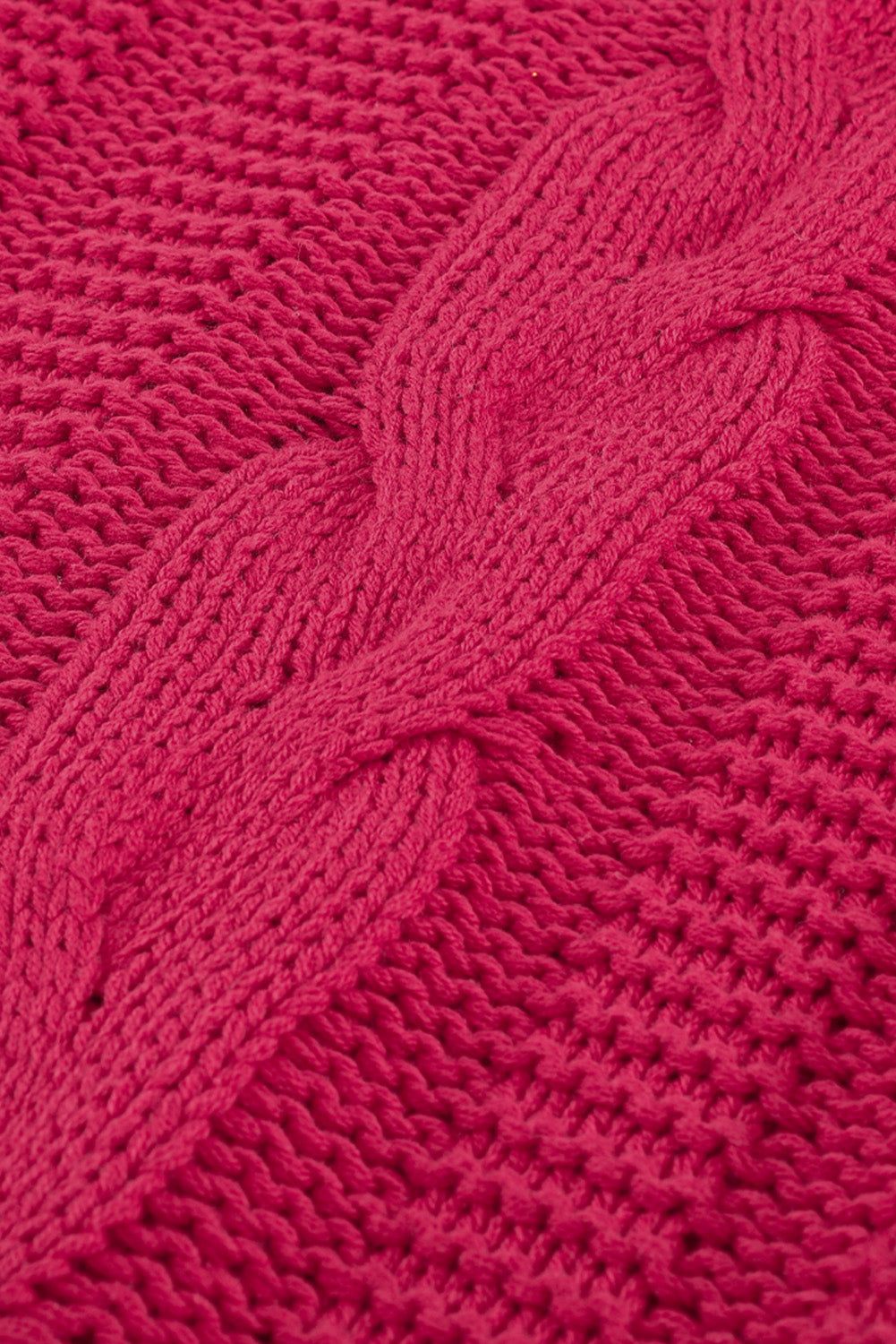 Bubblegum V-Neck Braided Knit Sweater | Rose