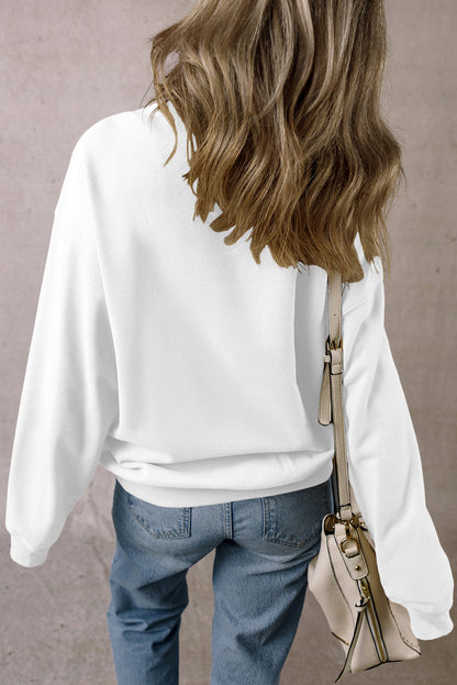 Rhinestone Butterfly Graphic Crewneck Oversized Sweatshirt | White