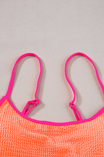 Colour Block High Waisted Sexy Bikini Set | Grapefruit Orange