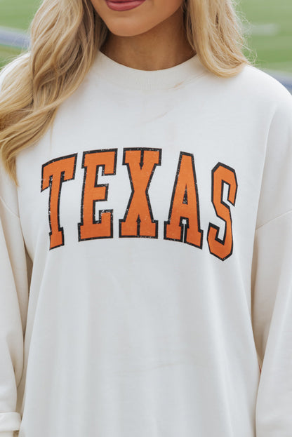 Texas Graphic Drop Shoulder Crewneck Sweatshirt | White