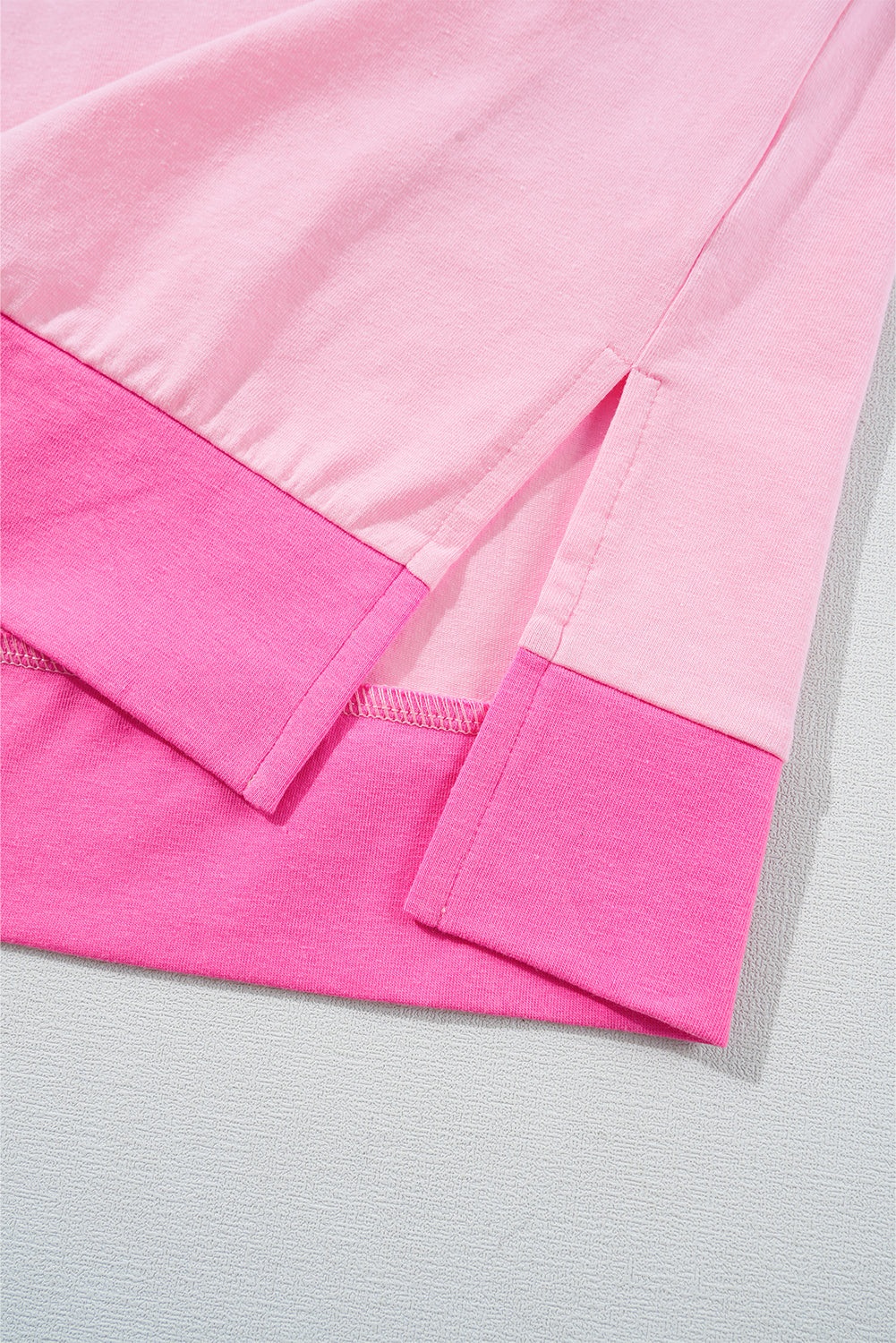 Two Tone Half Buttons Collared T Shirt | Pink