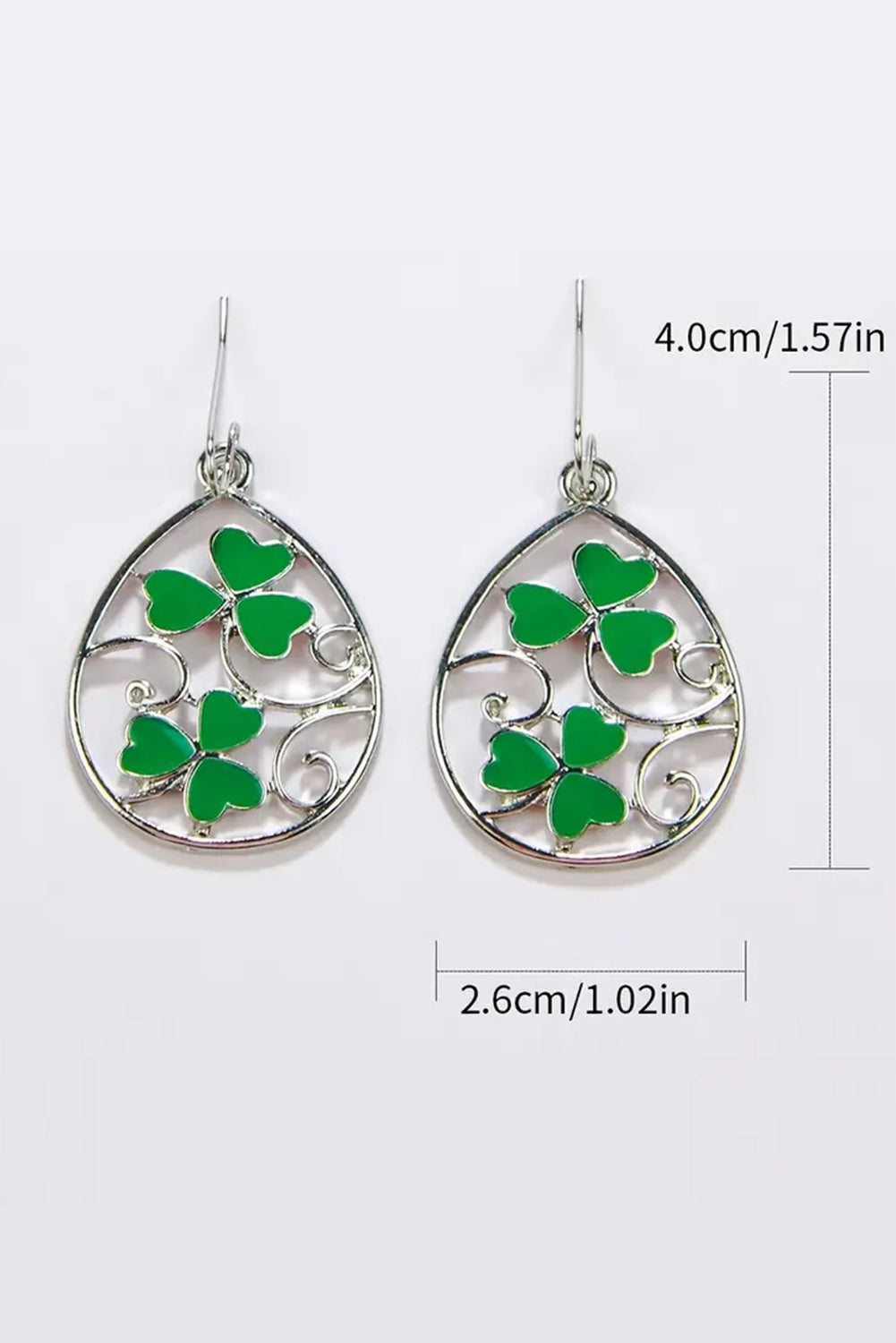 St. Patrick Clover Hollow Out Drop Earrings | Silvery