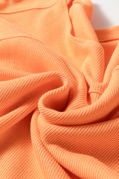 Solid Colour Textured High Low Long Sleeve Top | Grapefruit Orange