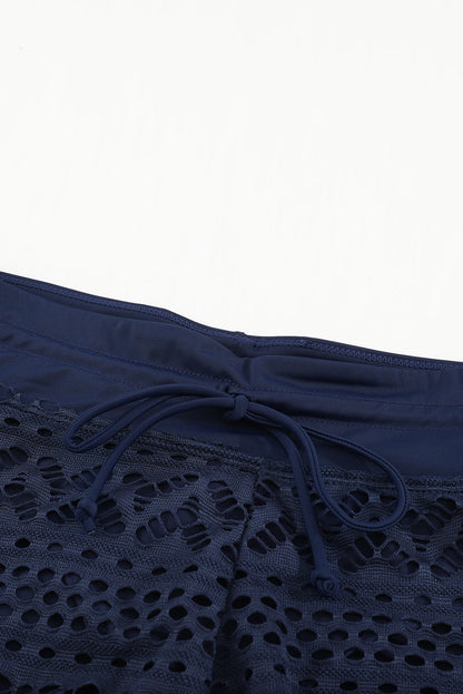 Lace Shorts Attached Swim Bottom | Blue