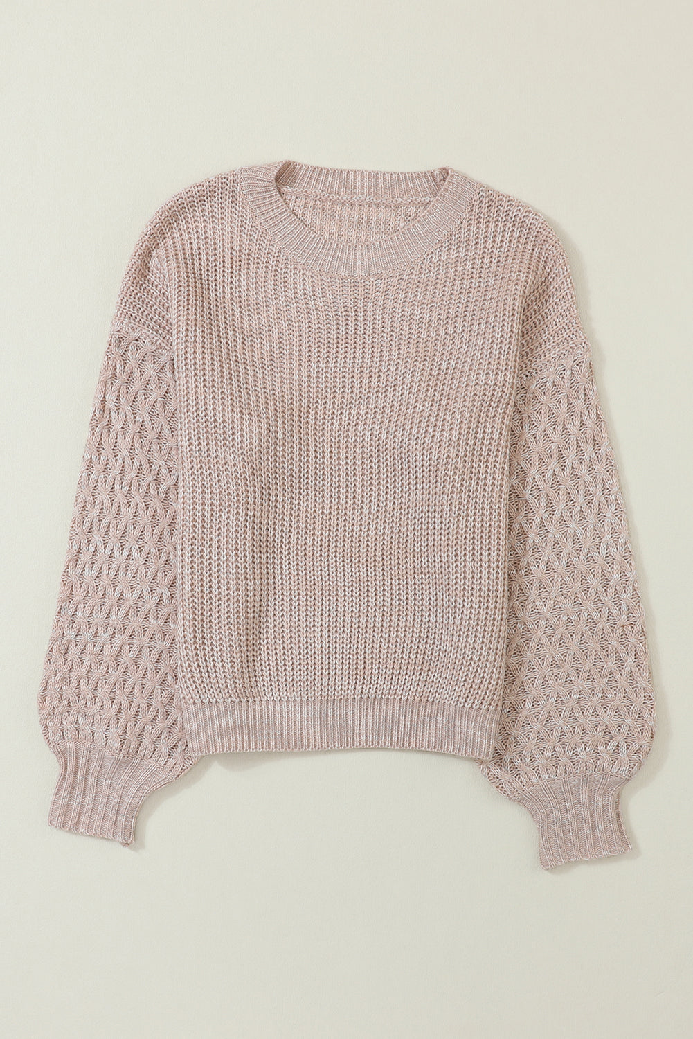 Cable Knit Sleeve Drop Shoulder Sweater | Parchment