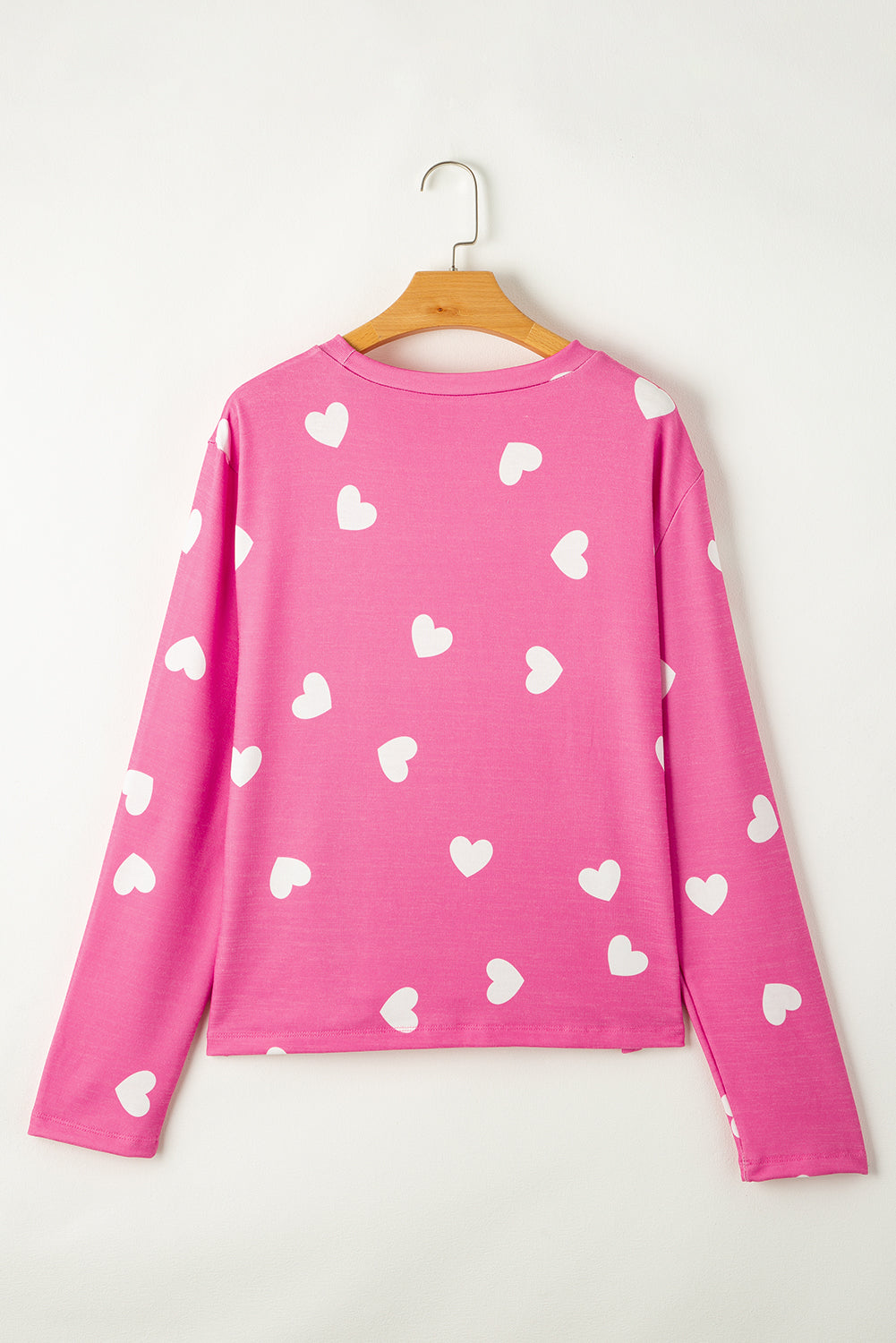 Valentine Heart Print Long Sleeve Tee And Shorts Lounge Set | Pink