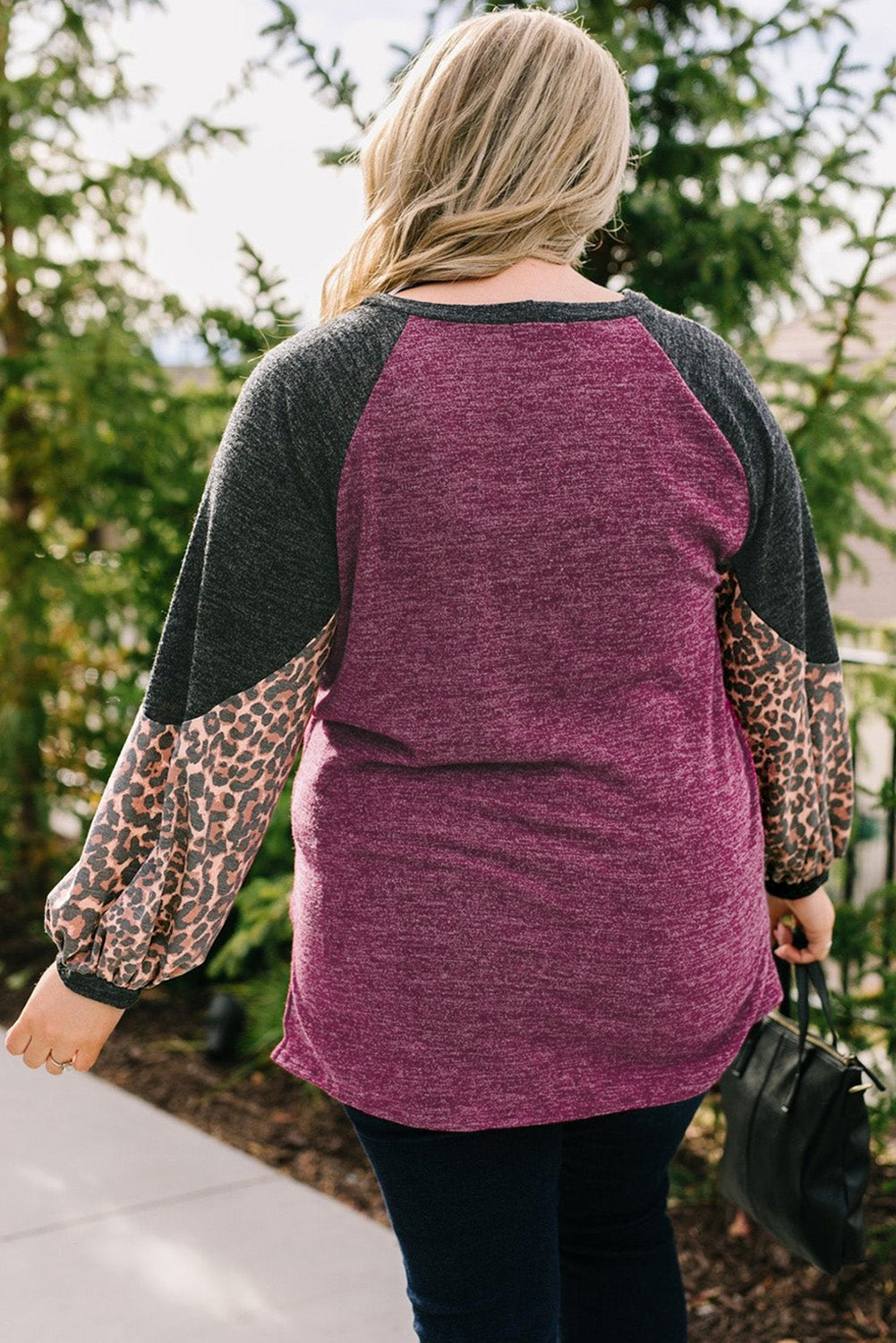 Leopard Colourblock Long Sleeve Plus Size Top | Multicolour