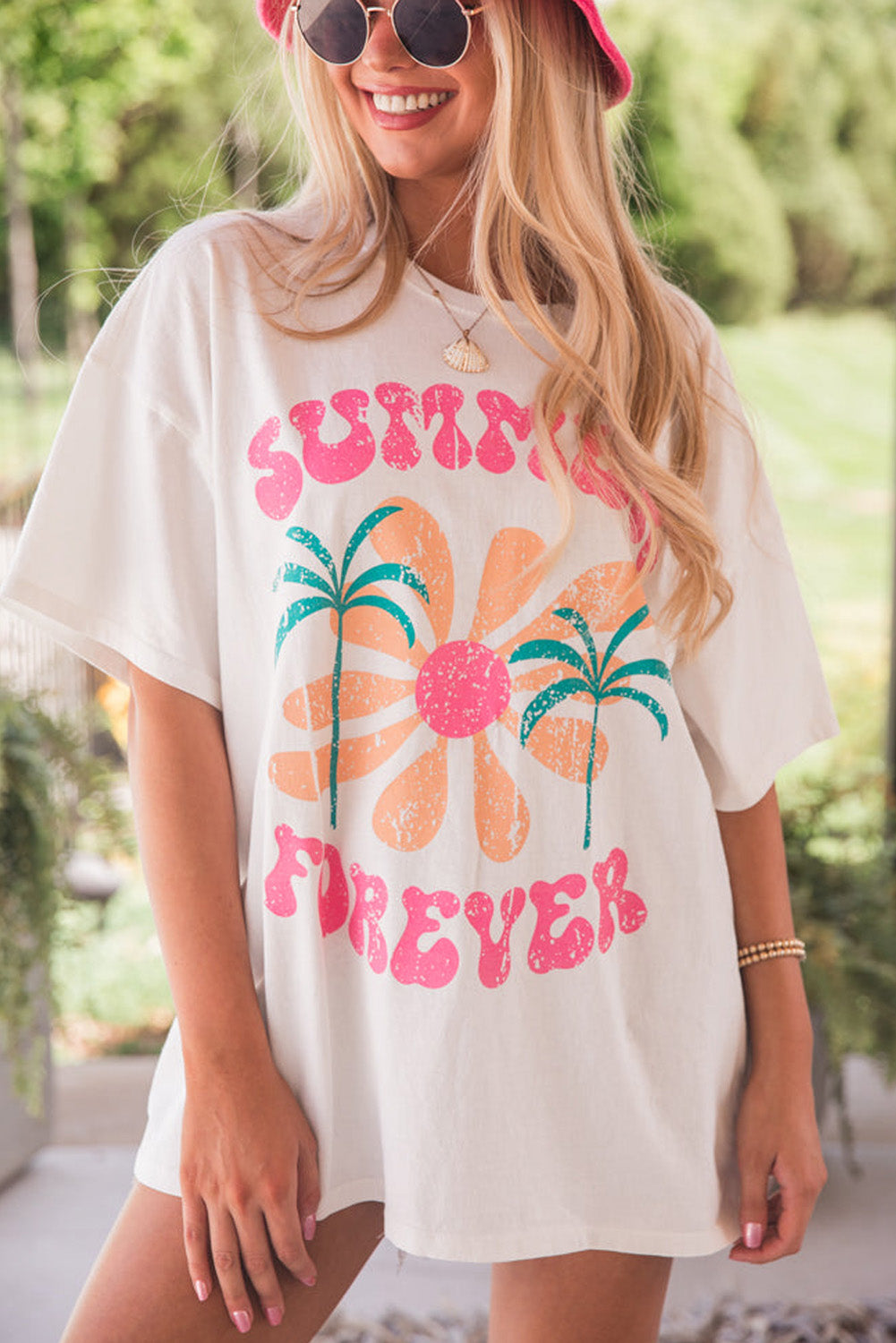 Summer Forever Flower Graphic T Shirt | White