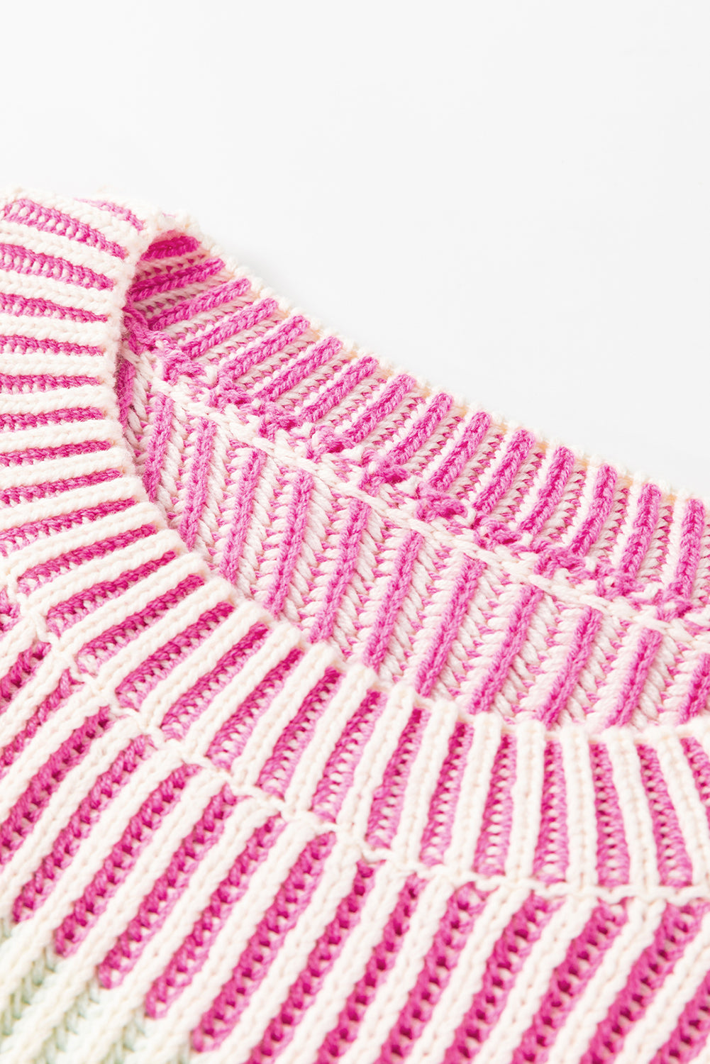 Colourblock Textured Knit Bubble Sleeve Sweater | Pink