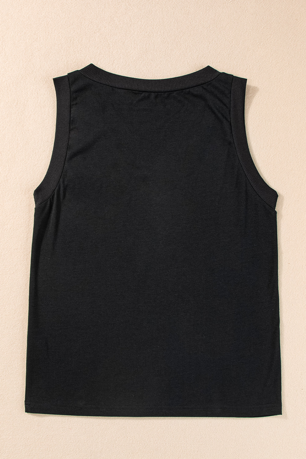 Ribbed V Neck Tank | Black