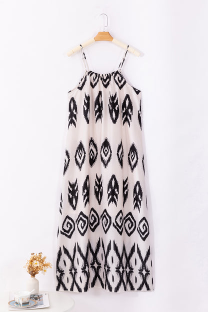 Western Aztec Printed Fashion Vacation Sundress | Black