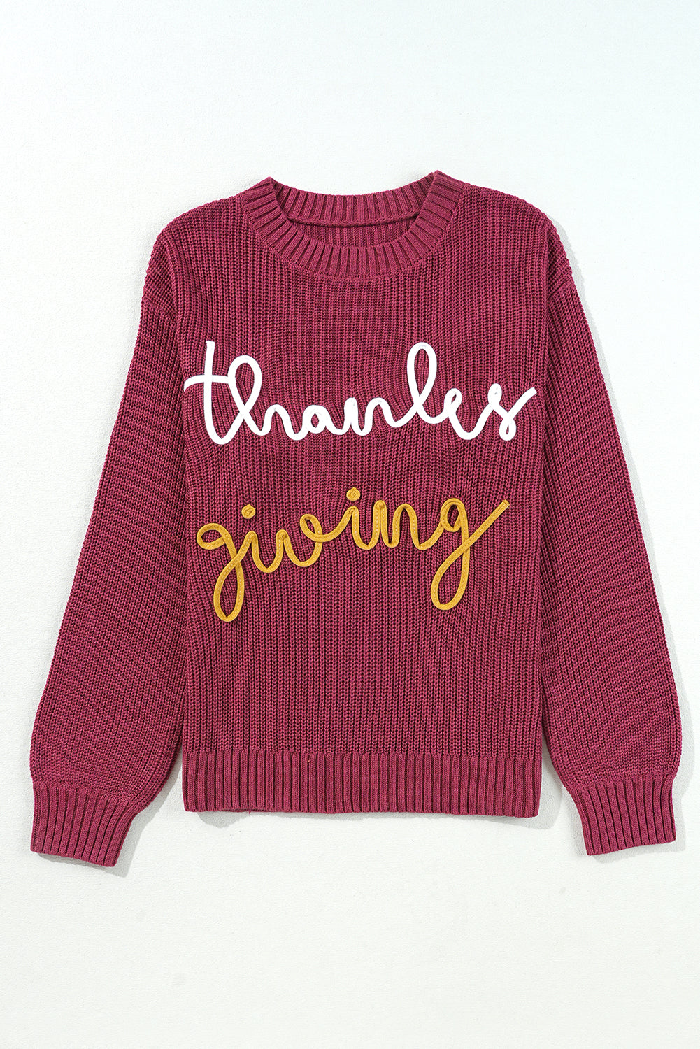 Thanks Giving Letter Graphic Crew Neck Sweater | Red Sandalwood