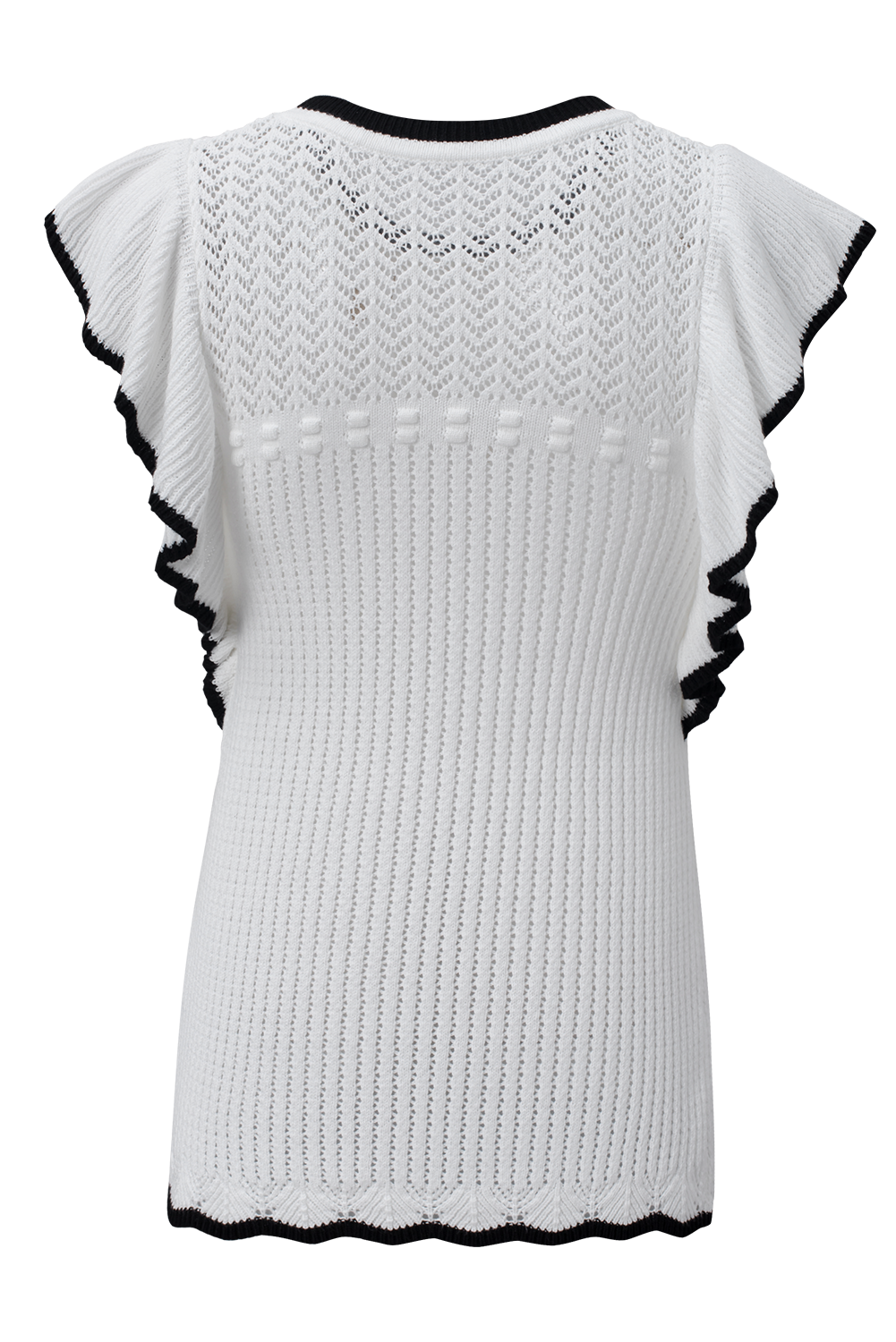 Crochet Eyelet Flounce Tank Top | White