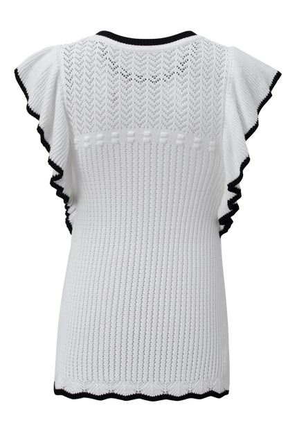 Crochet Eyelet Flounce Tank Top | White