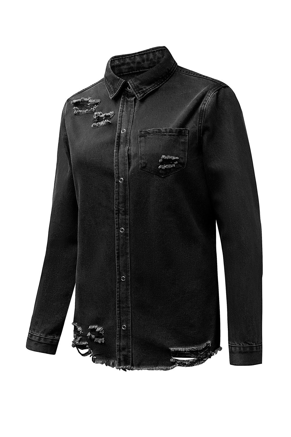 Ripped Denim Jacket | Black