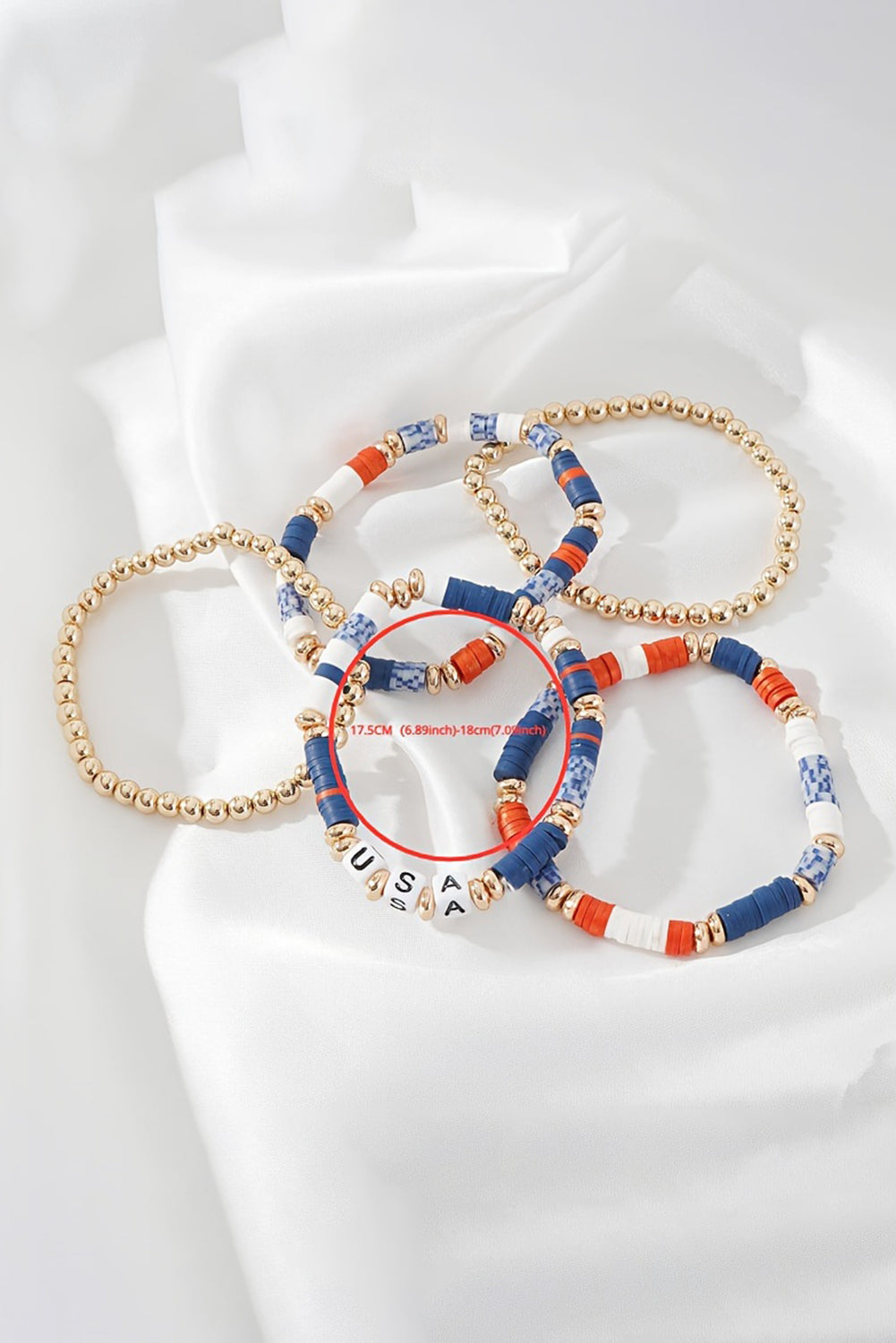 5Pcs Usa Independence Day Beaded Bracelet Set | Multicolour