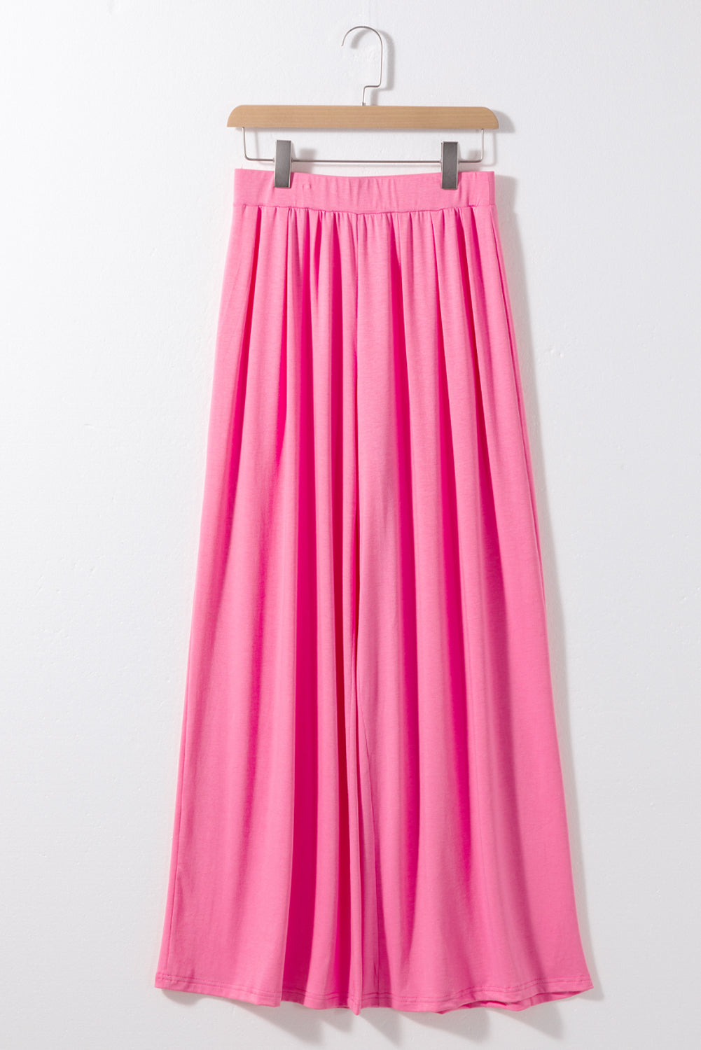 Slim Fit Crop Top And Pleated Wide Leg Pants Set | Strawberry Pink