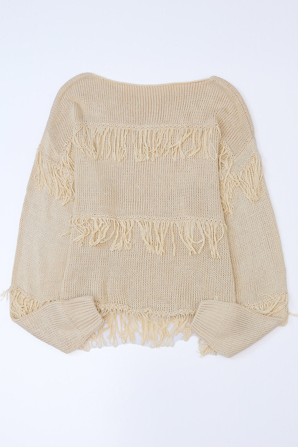 Boho Tasseled Knitted Sweater | Khaki