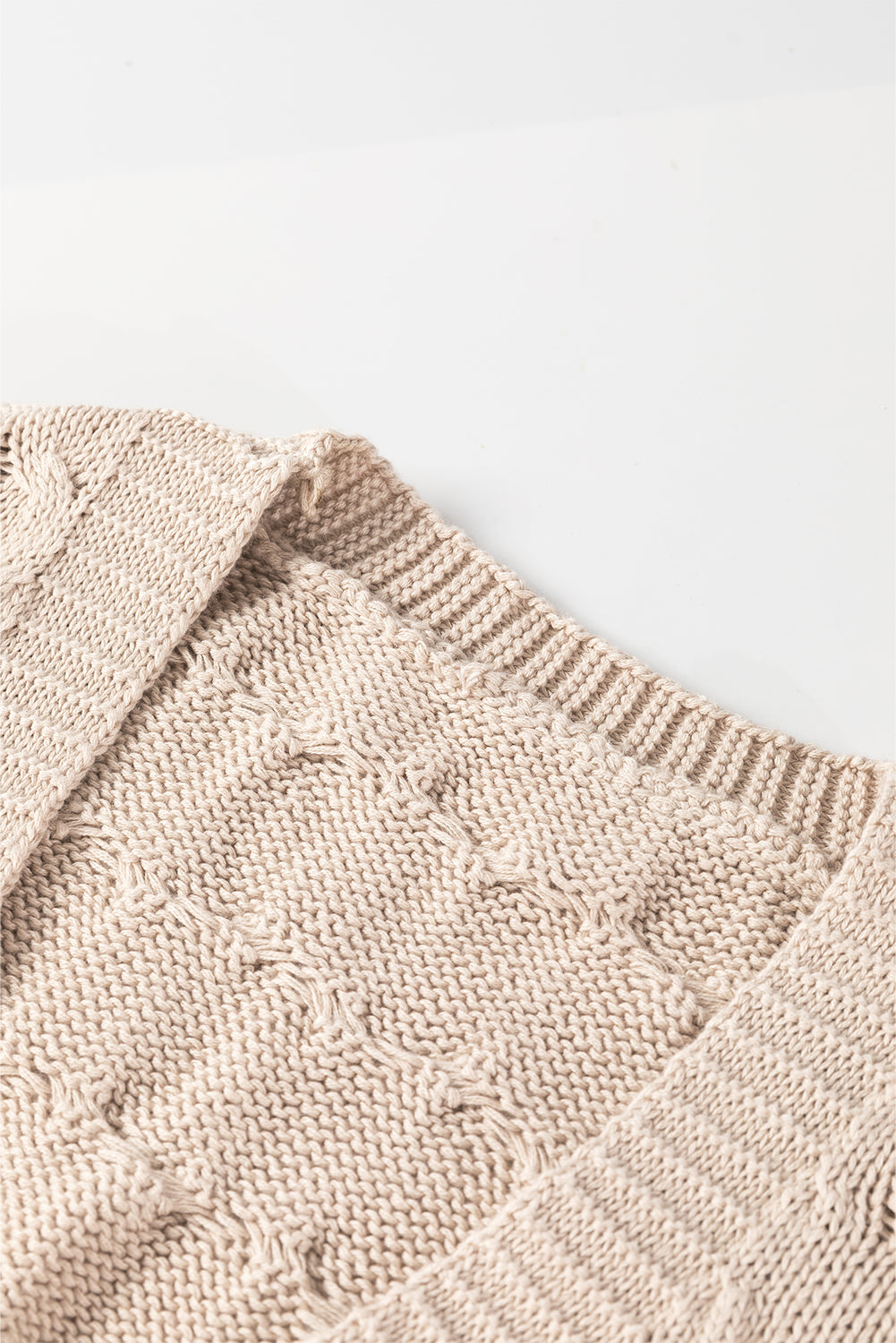 Cable Knit Eyelet Side Pockets Baggy Cardigan | Jet Stream