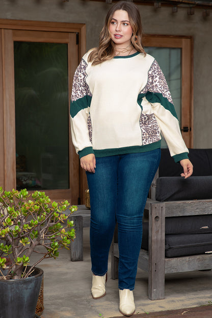 Leopard Colourblock Patchwork Dolman Sleeve Plus Size Top | Multicolour