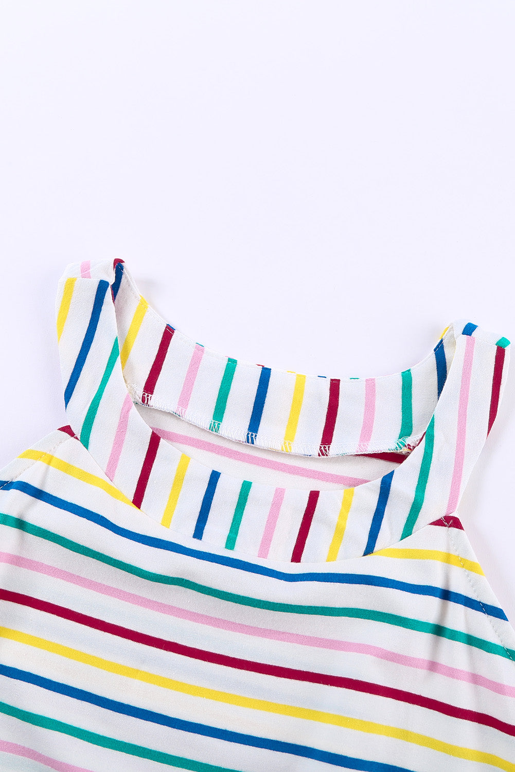 Colourful Striped Halter Tank Top | White