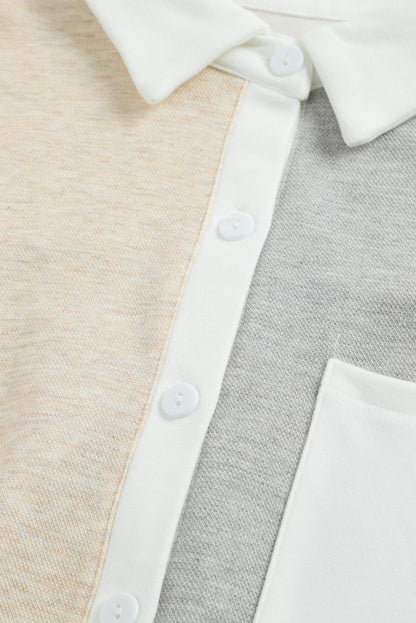 Contrast Trim Colourblock Knit Shirt | Gray