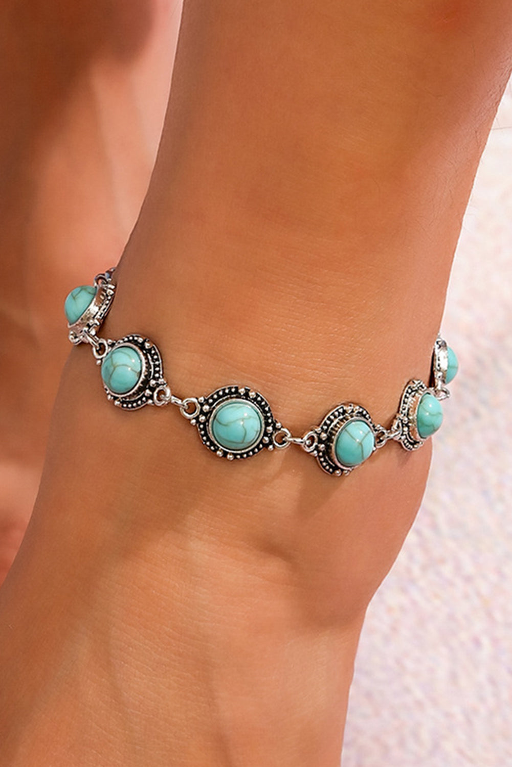 Bohemia Natural Turquoise Anklet | Mint Green