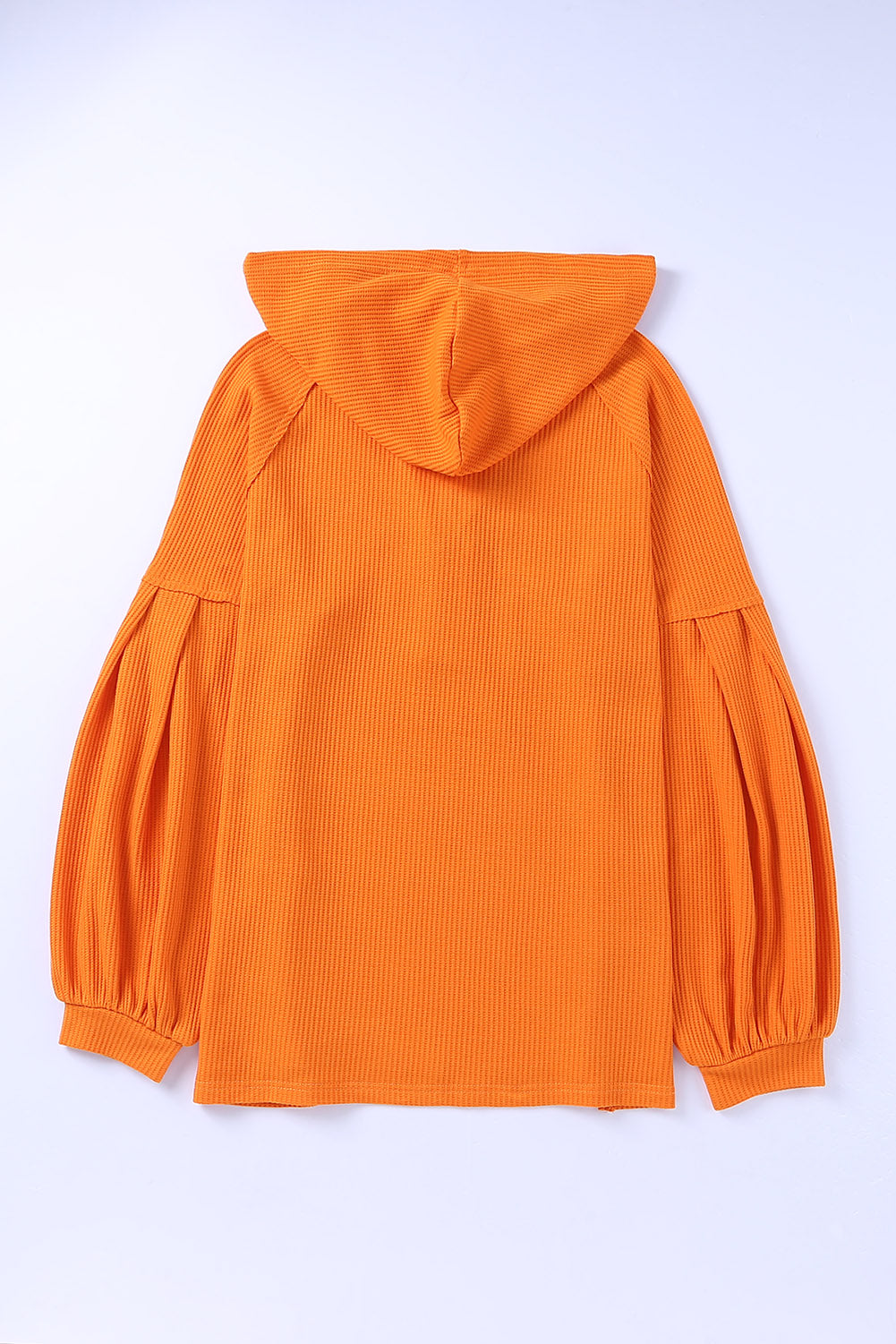 Buttoned V Neck Drop Shoulder Waffle Knit Top | Orange