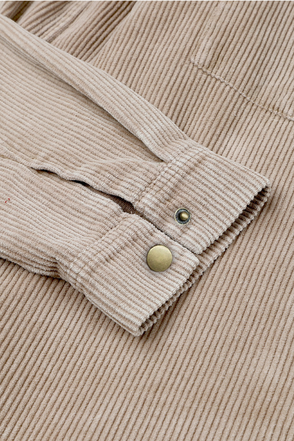 Patchwork Hooded Corduroy Shacket | Khaki