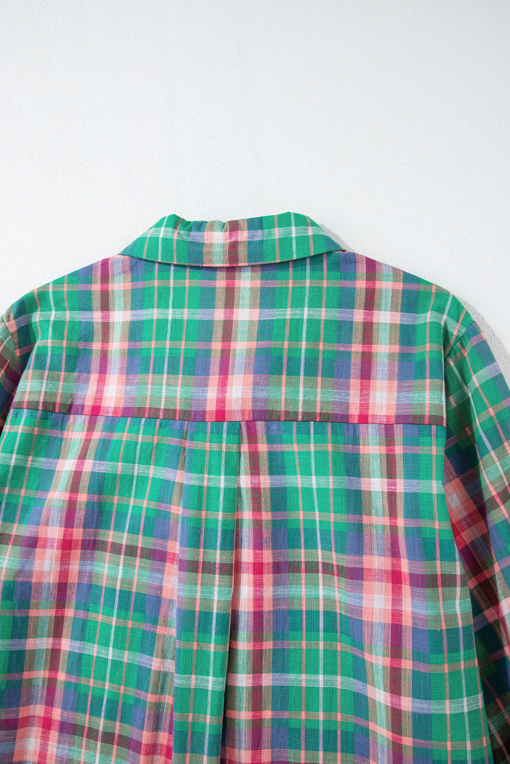 Checkered 3/4 Sleeve Collared Loose Fit Shirt | Green