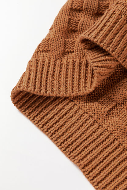 Round Neck Textured Knit Sweater Vest | Camel