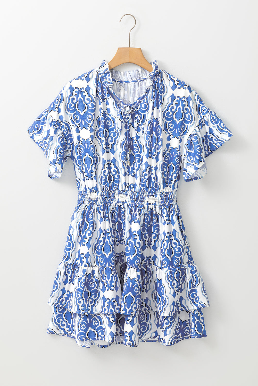 Vintage Floral Print Wide Ruffled Sleeve Dress | Ashleigh Blue