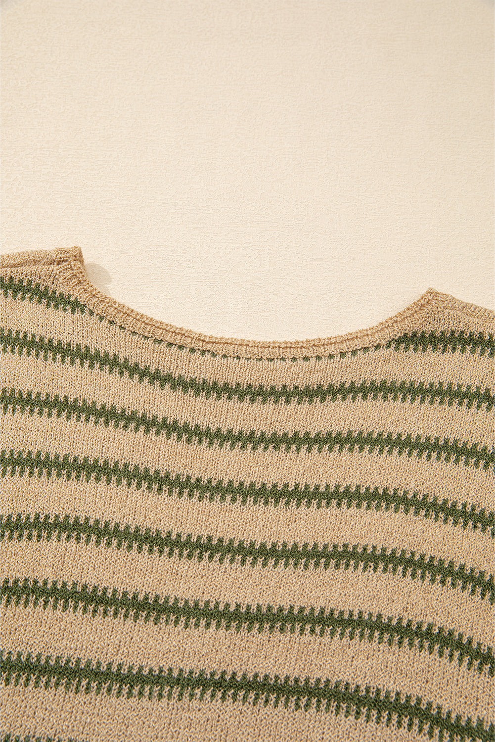 Drop Shoulder Casual Sweater | Khaki Stripe