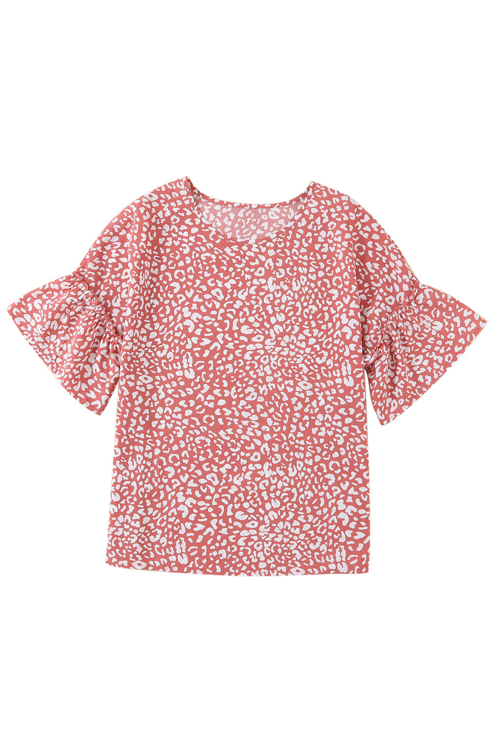 Leopard Spotted Ruffle Sleeve T-Shirt | Pink