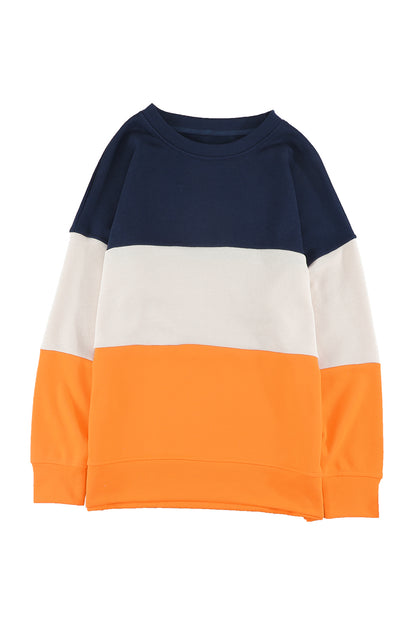 Colourblock  Contrast Stitching Sweatshirt With Slits | Orange