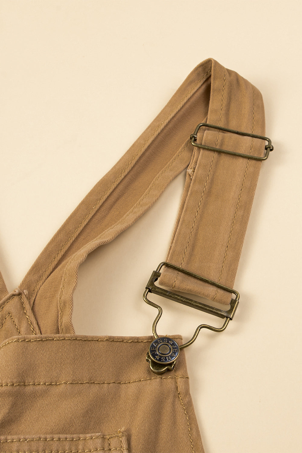 Vintage Multi Pockets Buckle Strap Cargo Denim Overalls | Khaki