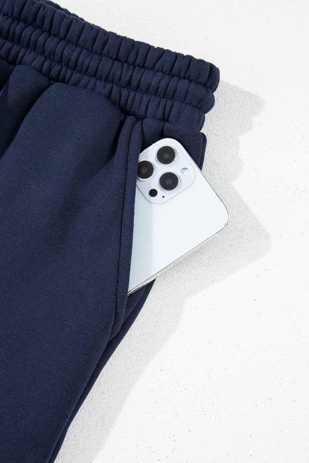 Fold Down Collar Pullover And Joggers Tracksuit | Navy Blue